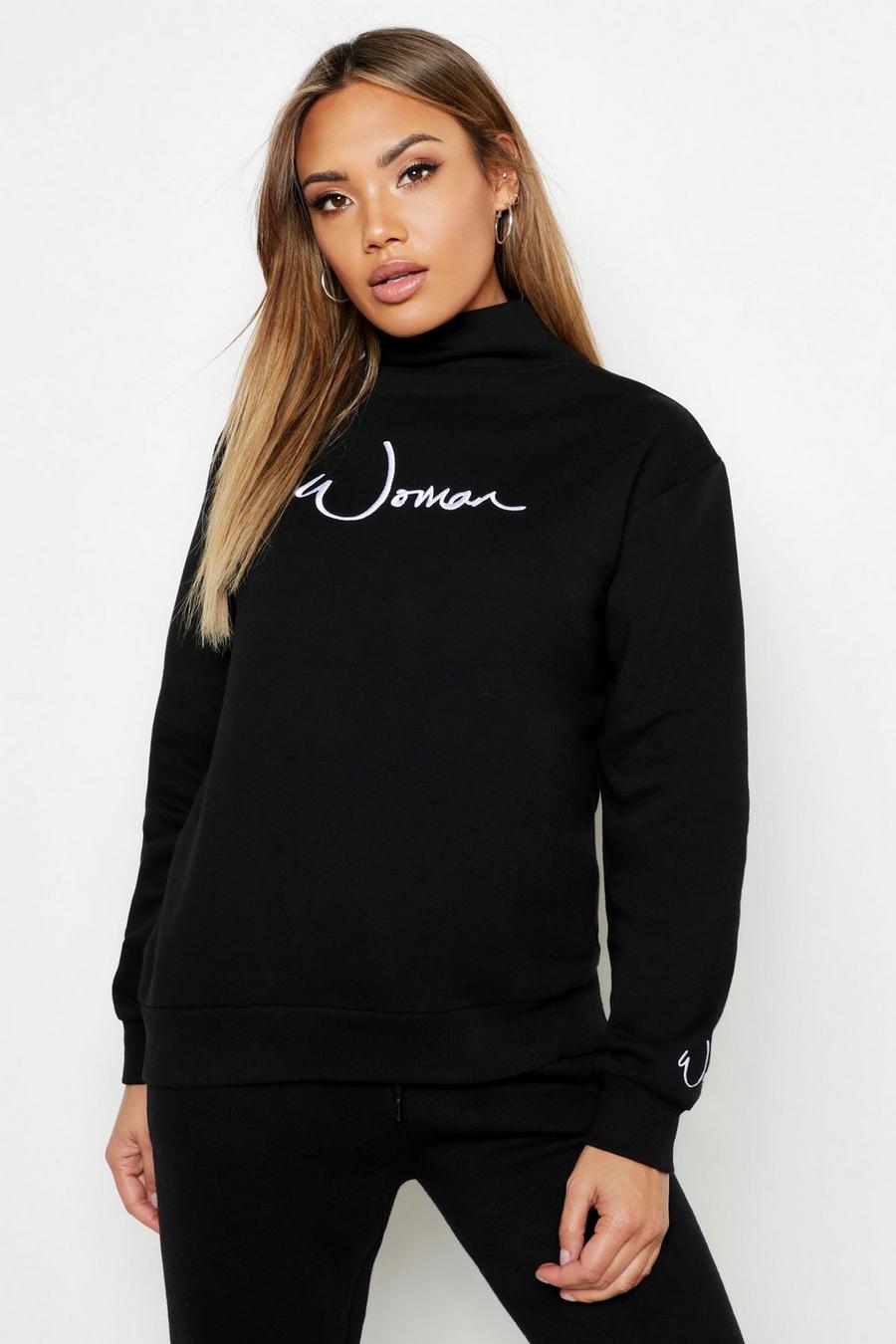 Funnel Neck Woman Embroidered Sweat image number 1