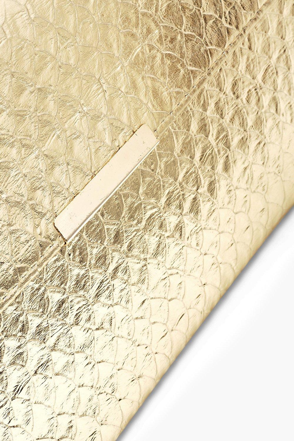 Gold snakeskin best sale clutch bag