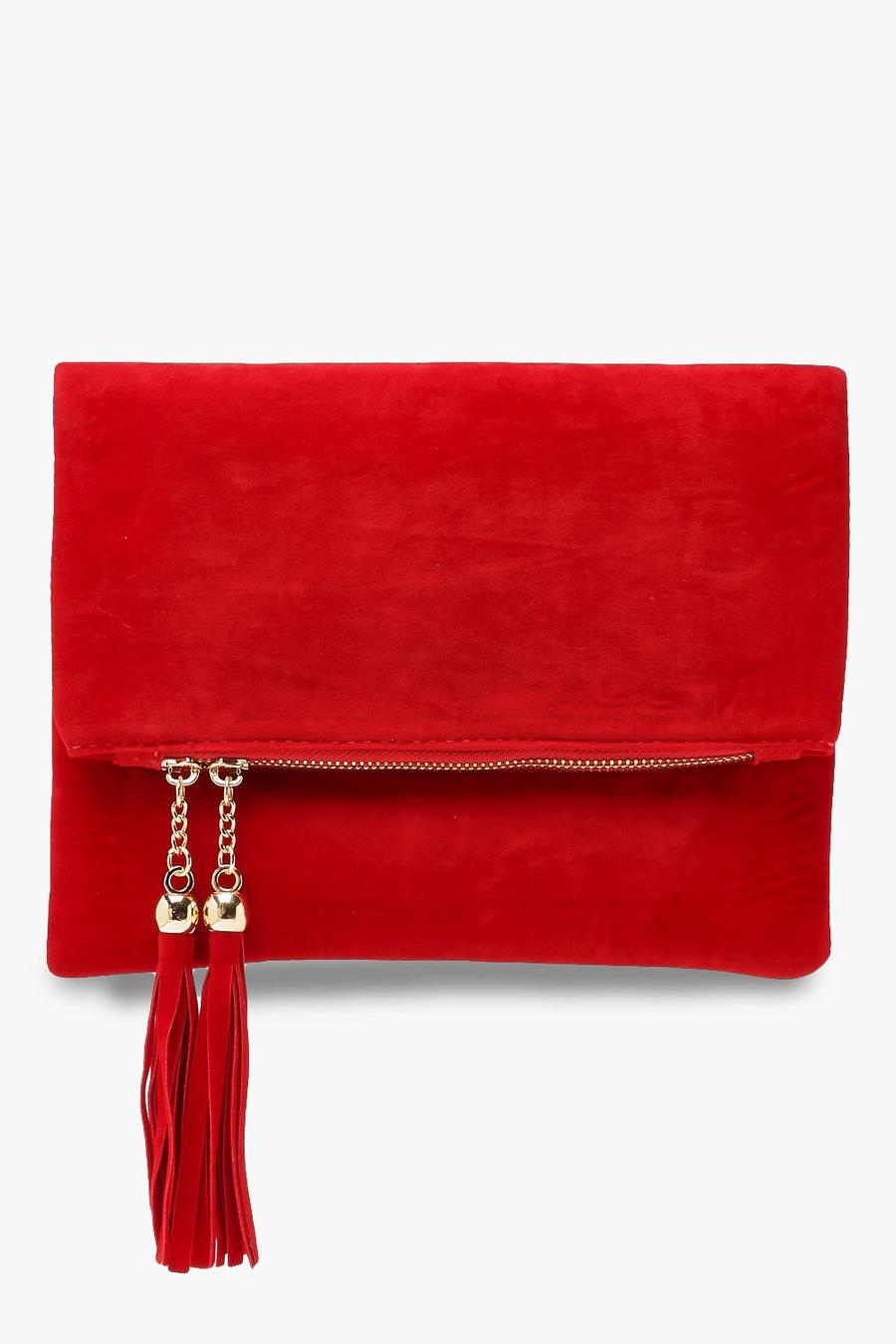 Tassel Foldover Clutch Bag & Chain image number 1