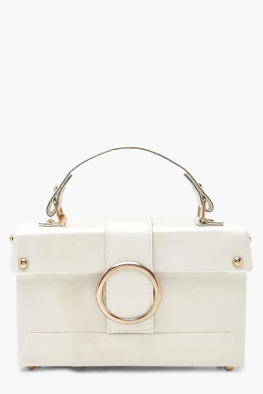 White Ring Detail Structured Box Bag image number 1