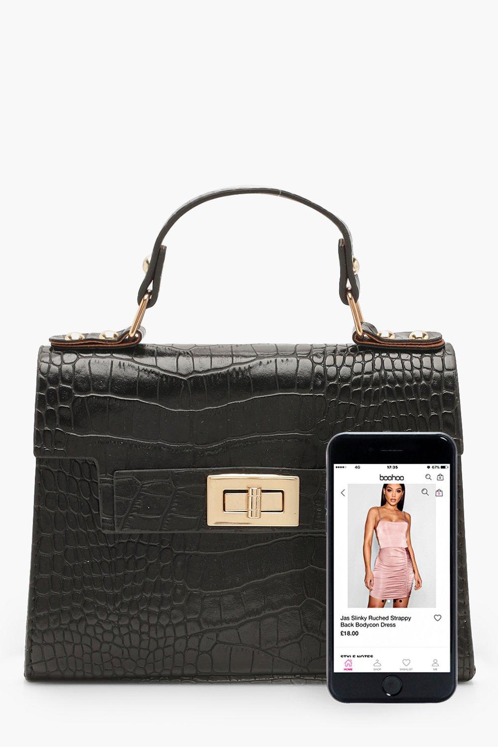 Kleine Tote Bag in Kroko Optik boohoo DE