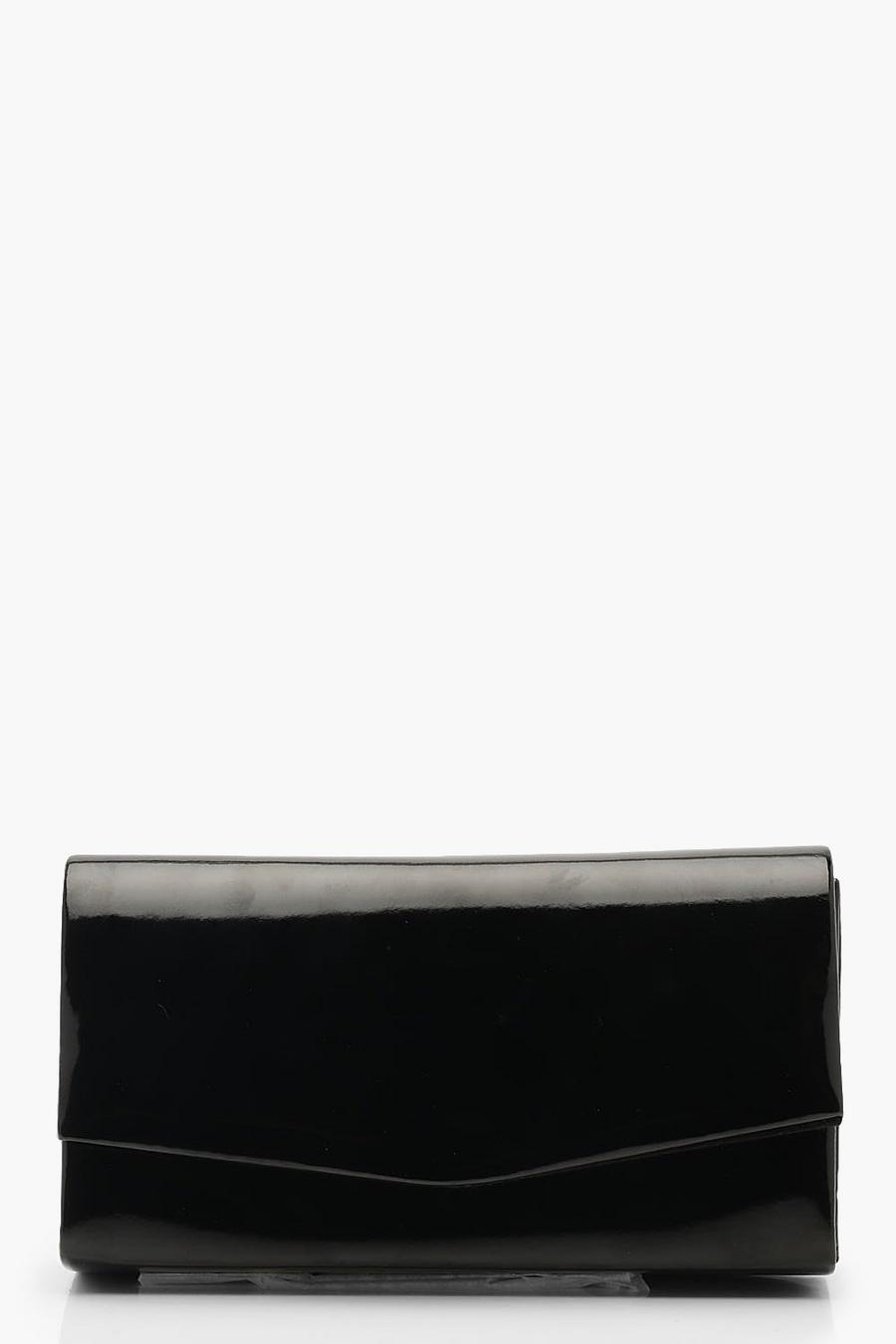 Structured Patent Clutch Bag & Chain image number 1