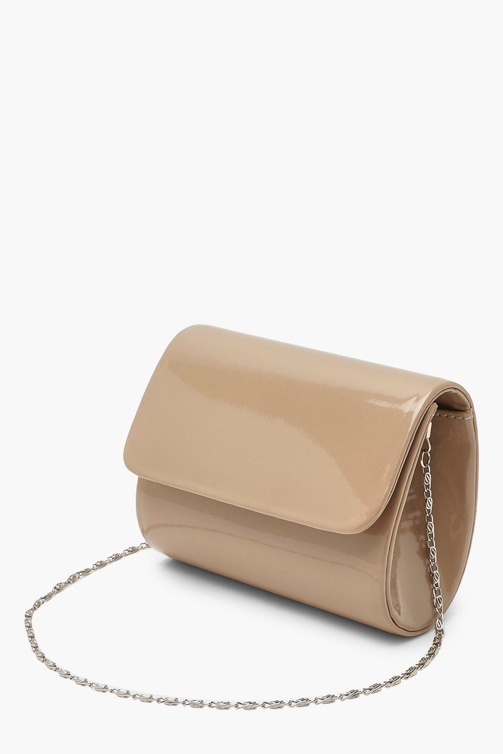 Mini Structured Patent Clutch Bag Chain