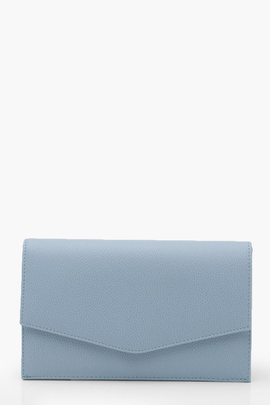 Blue Grainy PU Envelope Clutch Bag and Chain image number 1