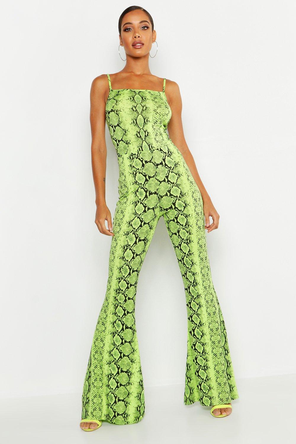 lime green snake print jumpsuit