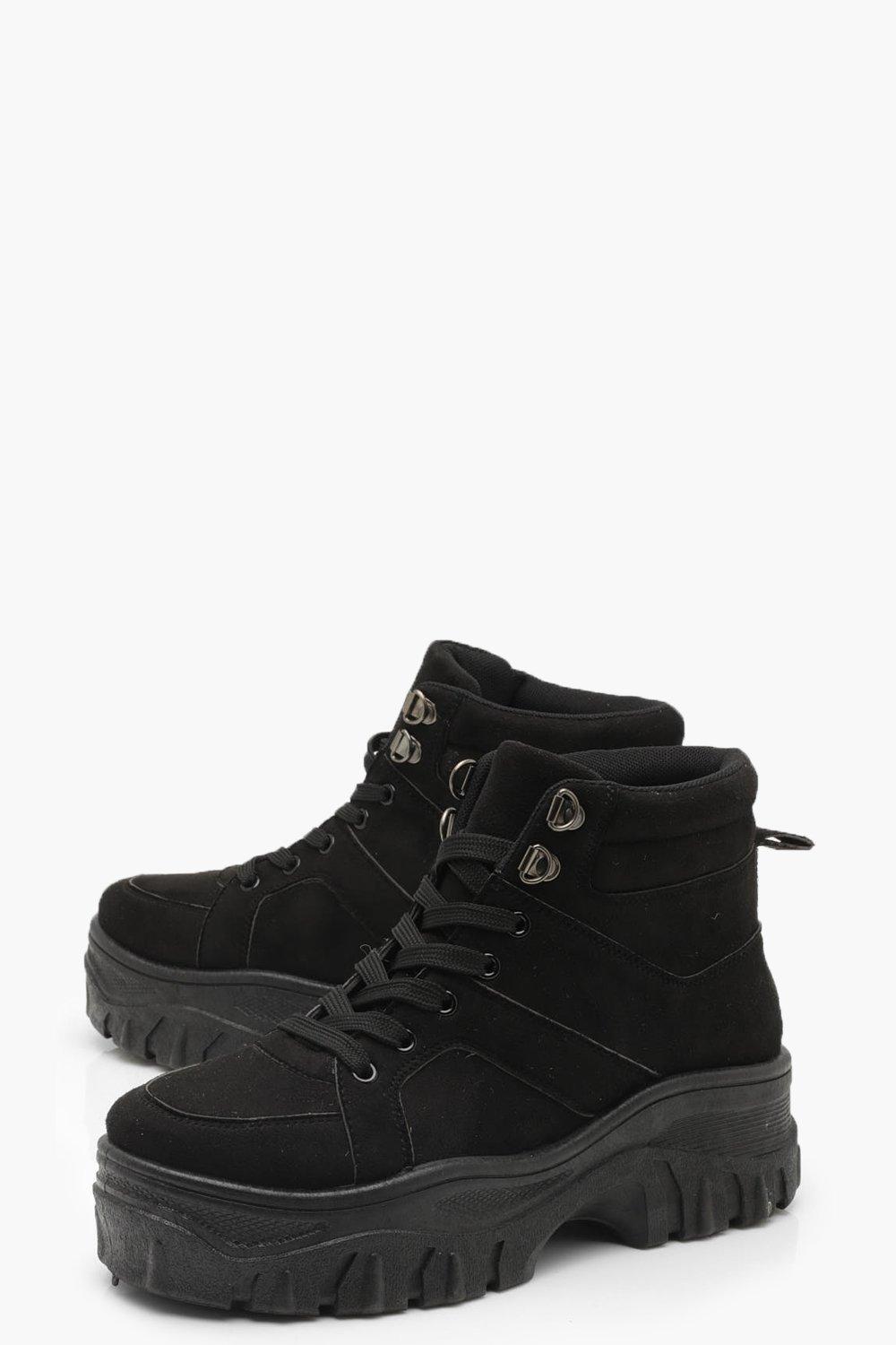 lace up chunky high top trainers