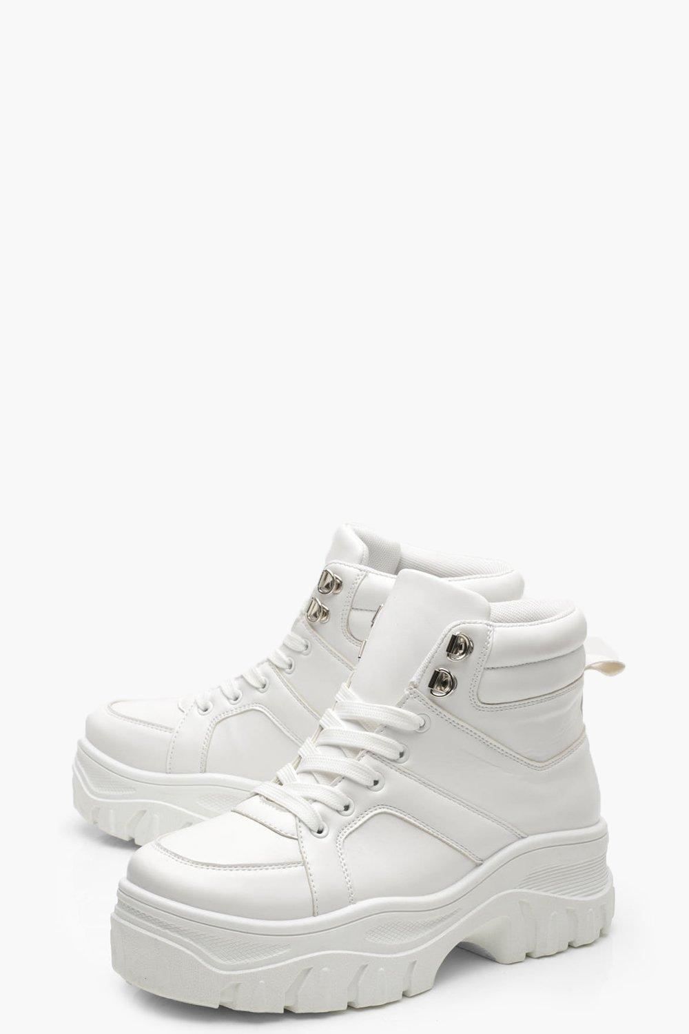 lace up chunky high top trainers