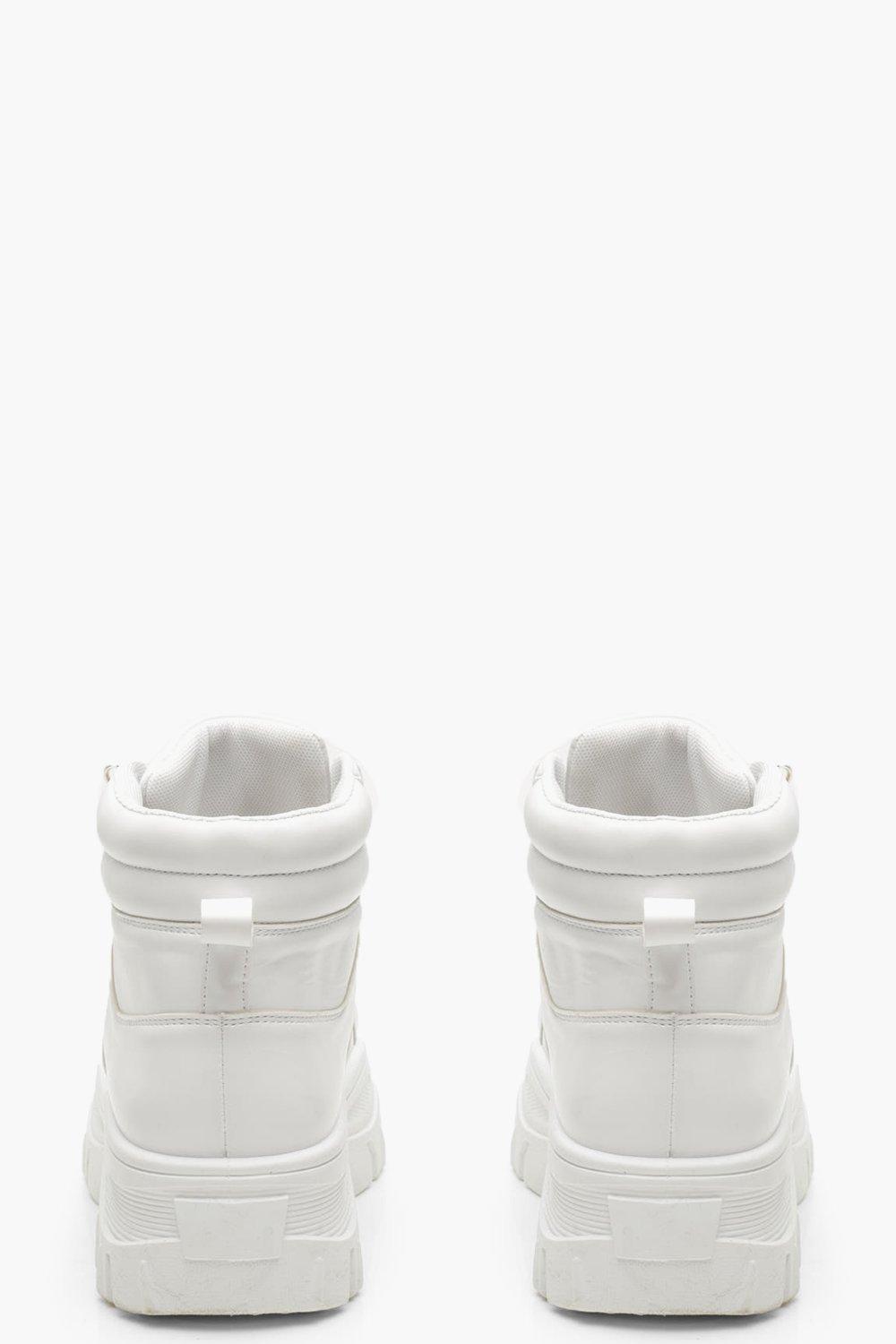 white chunky high top trainers