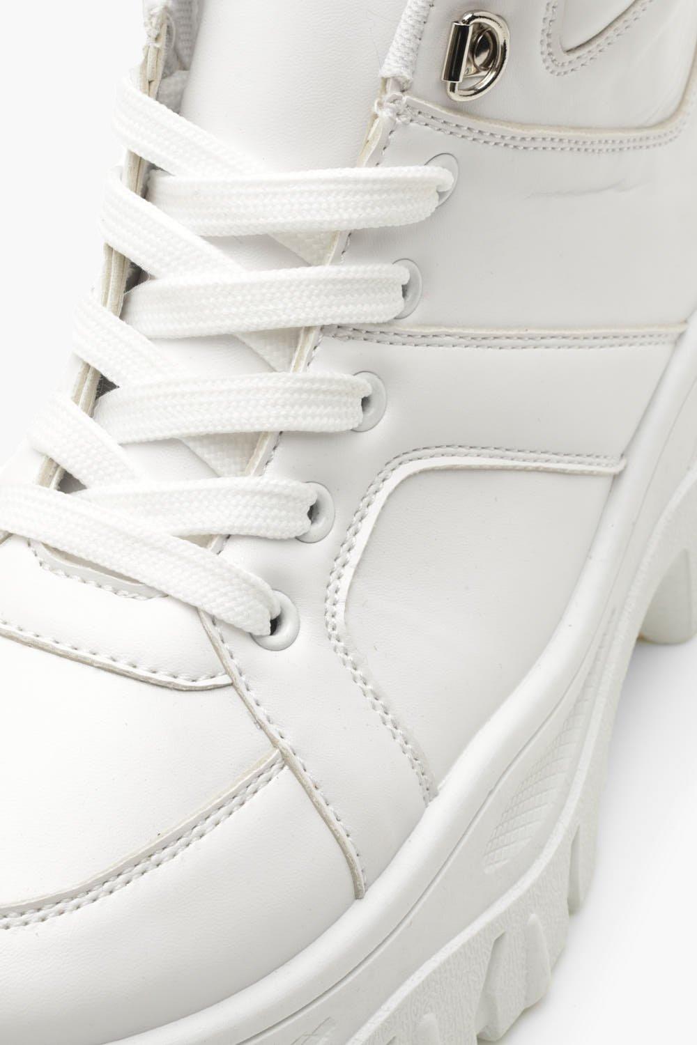 white chunky high top trainers