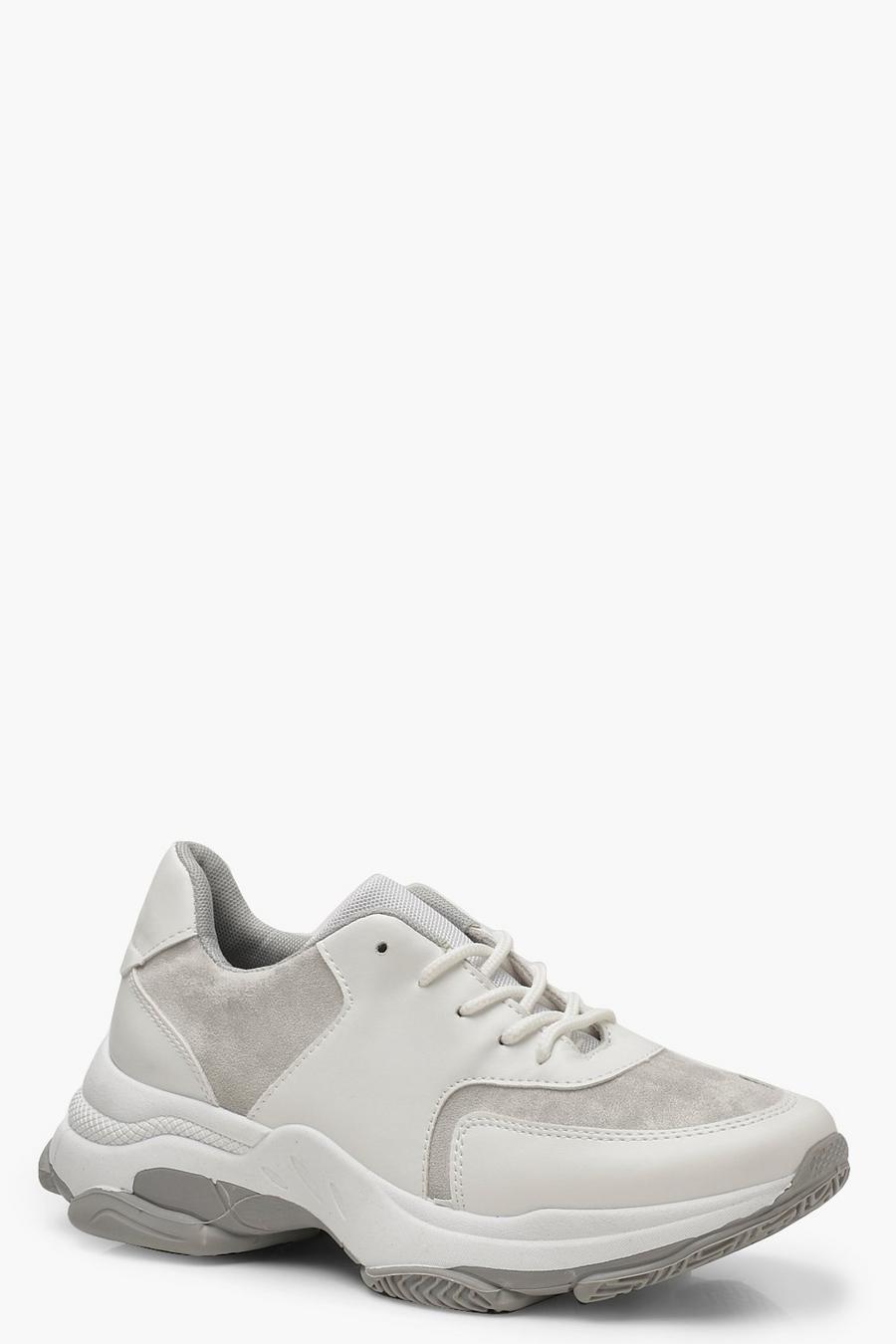 Grey Chunky Sole Lace Up Sneakers image number 1