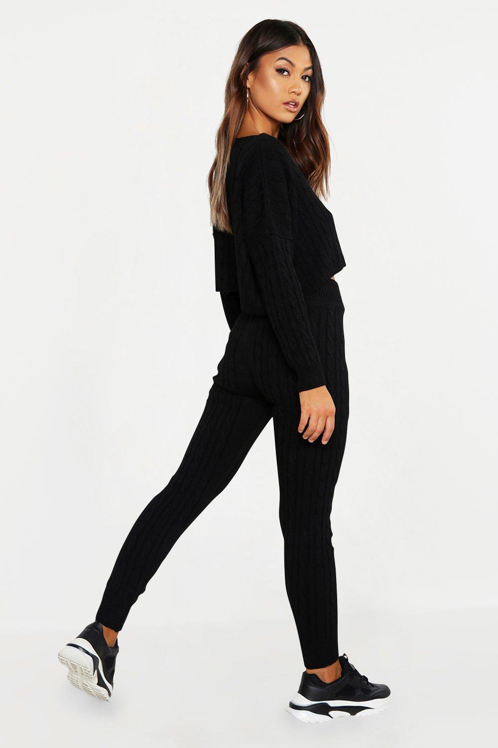Cable Knit Oversized Sweater & Legging Two-Piece
