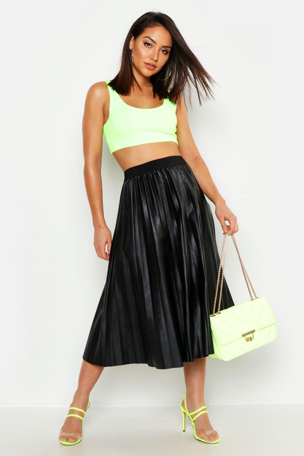 Leather pleated skirt outlet boohoo