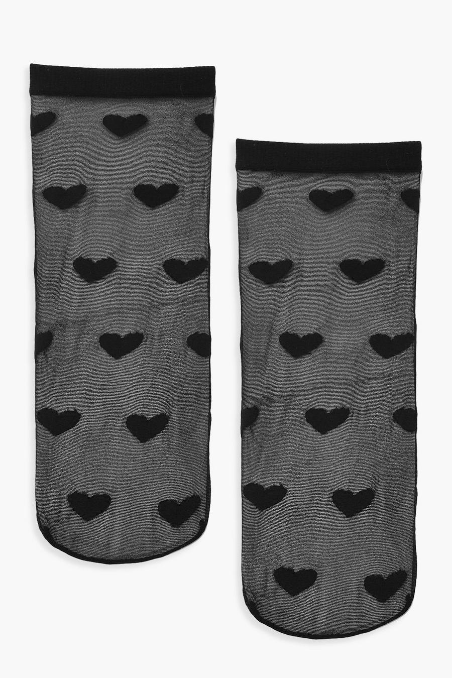 Mesh Love Heart Socks | boohoo CA
