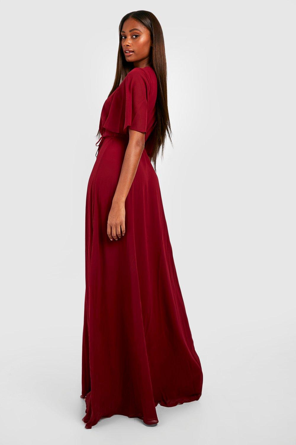 Chiffon angel sleeve hot sale maxi dress