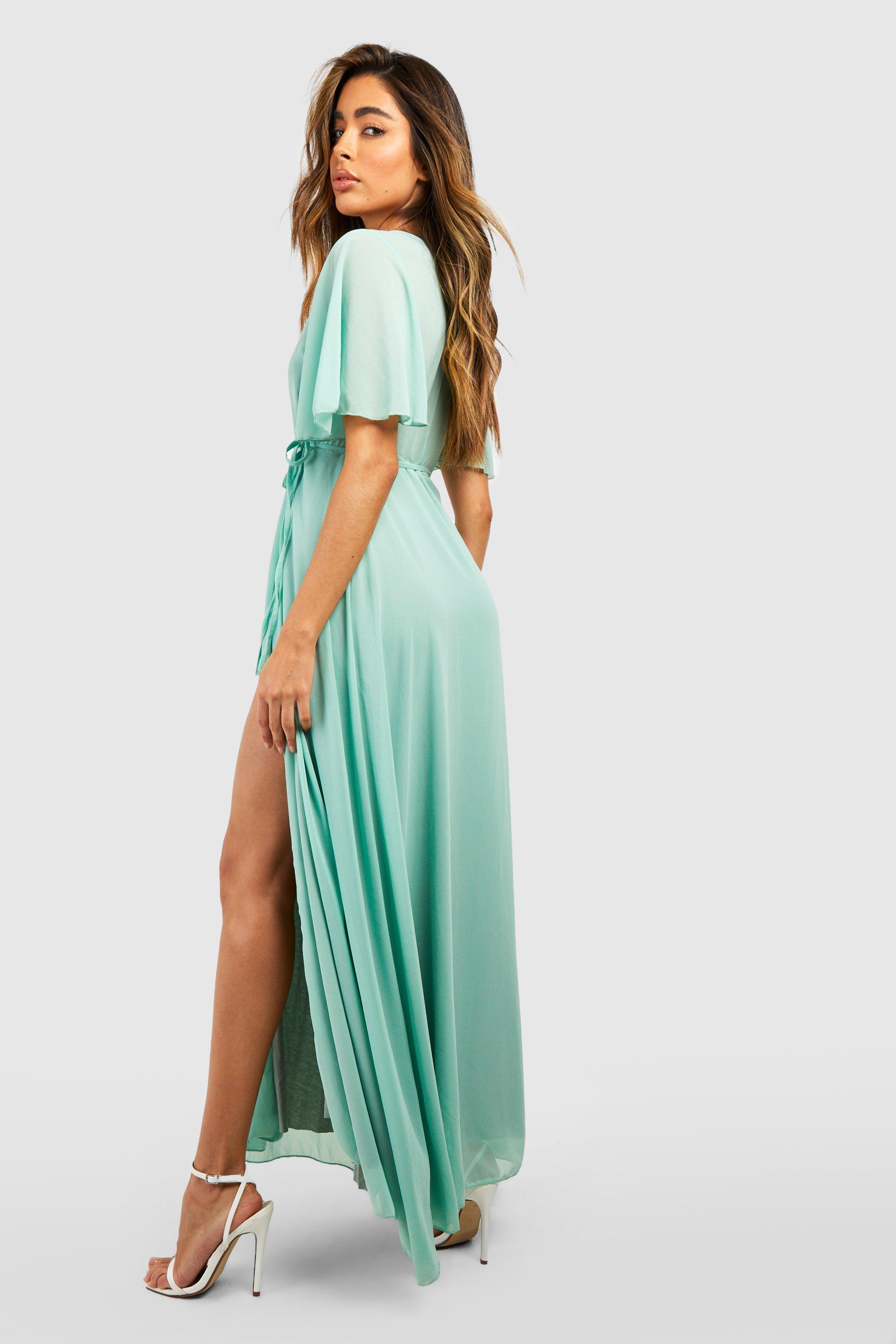 Women's Chiffon Angel Sleeve Wrap Maxi ...