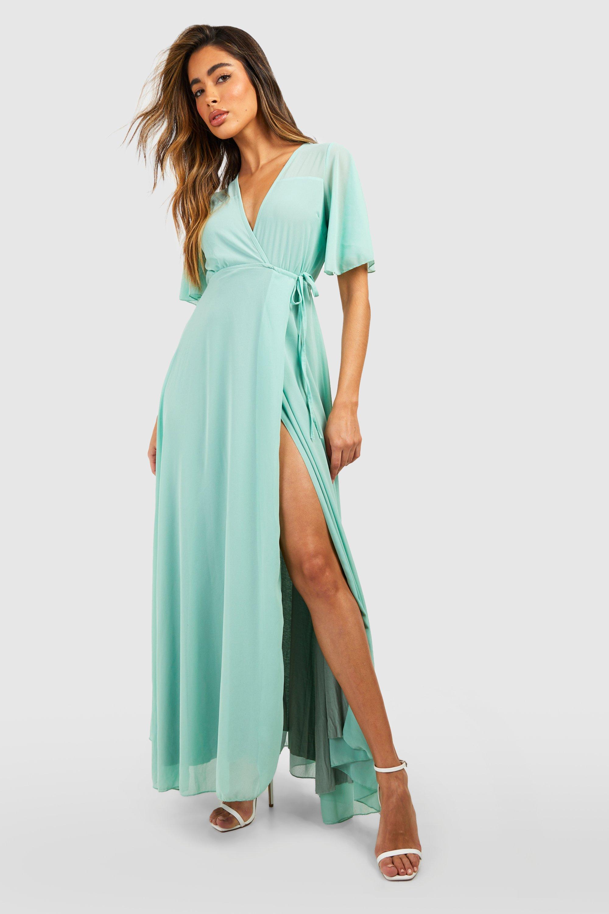 Maxi bridesmaid store dress with sleeves