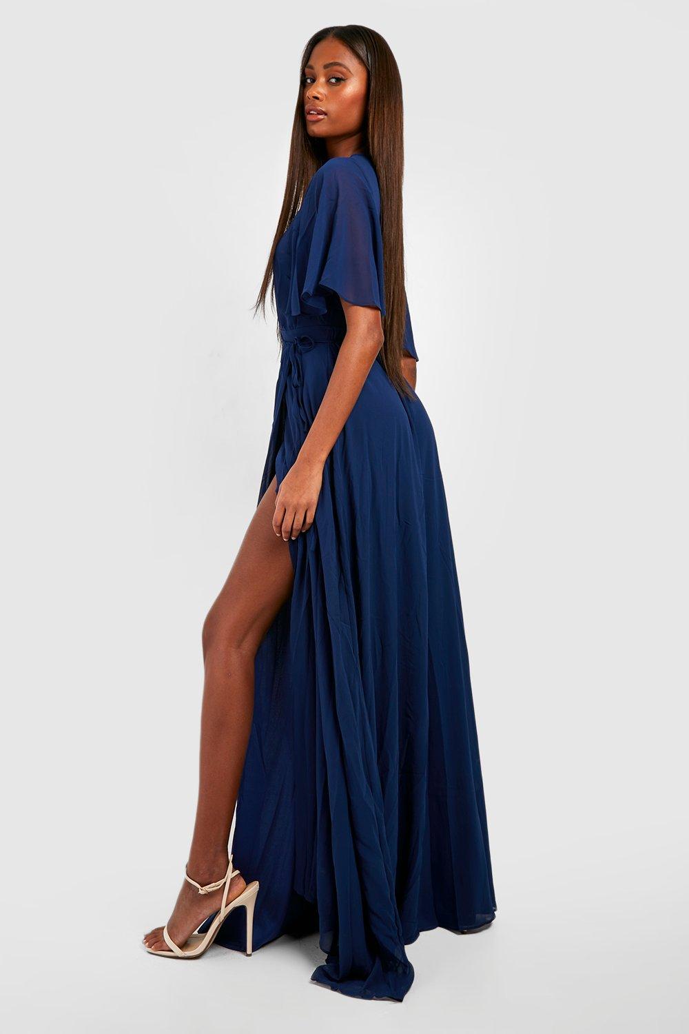 Navy blue maxi bridesmaid clearance dress