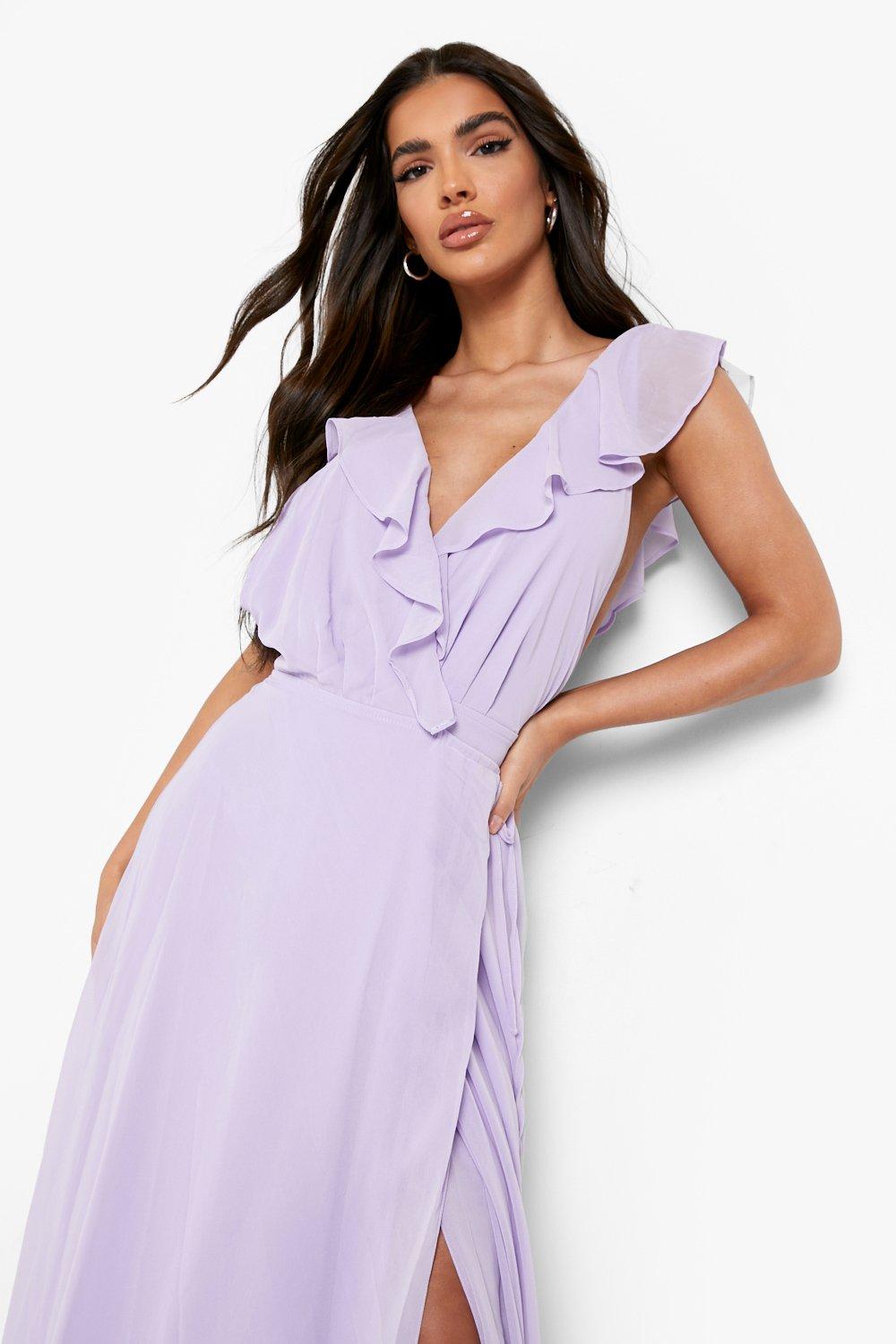 Frill Wrap Detail Chiffon Maxi Bridesmaid Dress | boohoo