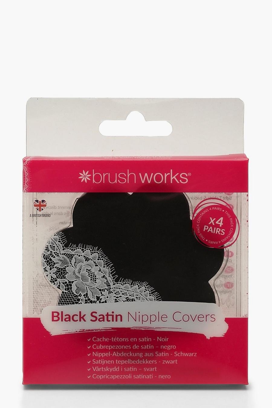 Black Satin 4pk Nipple Covers image number 1