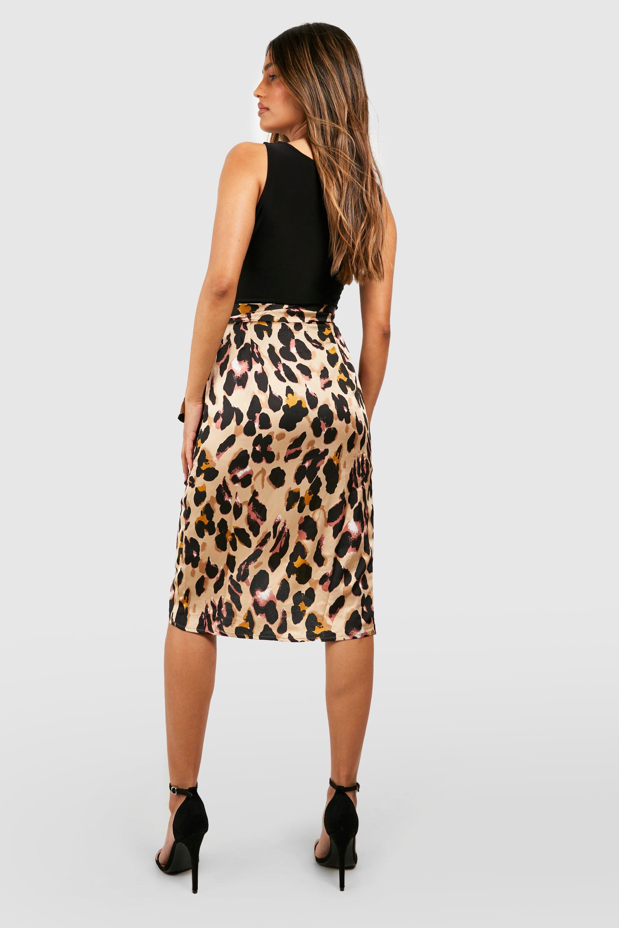 Leopard print clearance midi skirt boohoo