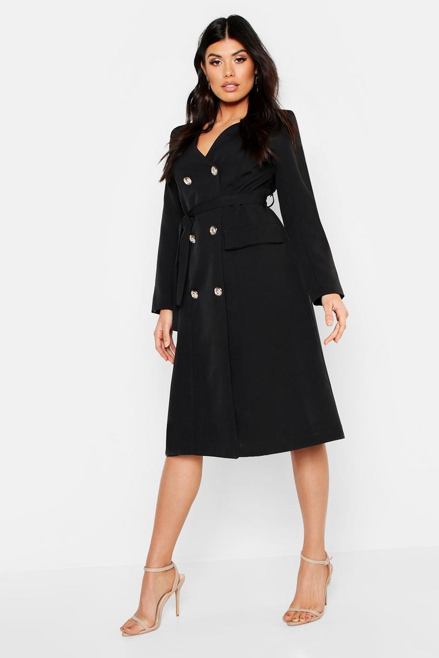 Woven Military Belted Blazer Midi Dress image number 1