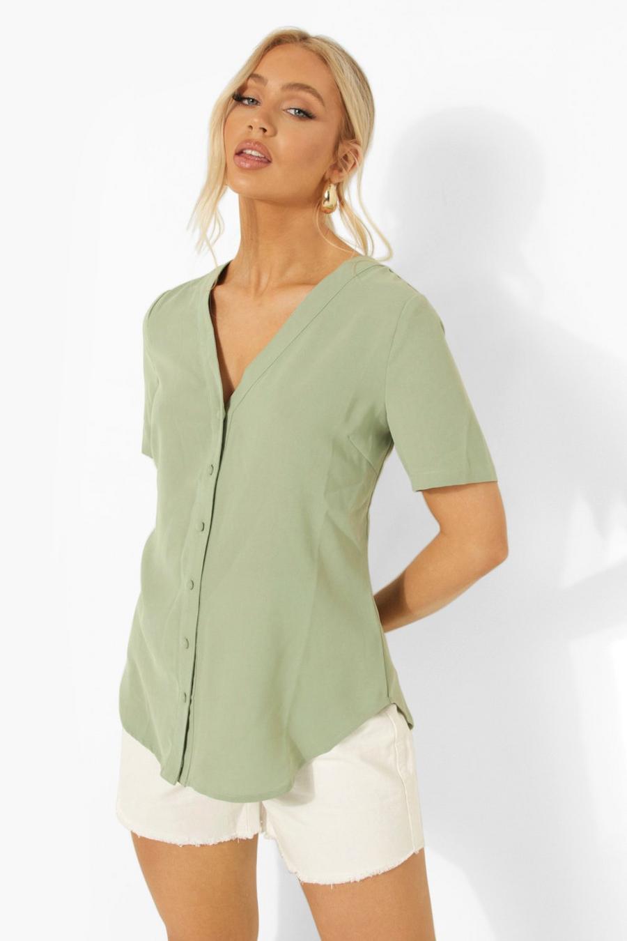 Sage Short Sleeve Button Through Blouse image number 1
