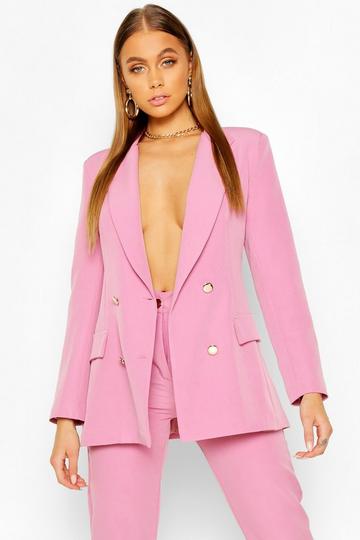 Double Breasted Military Blazer blush