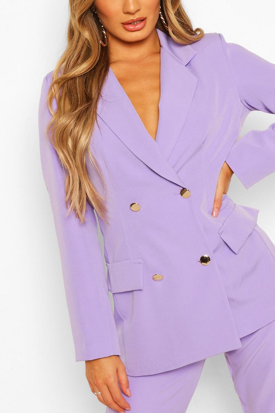 Lilac purple Double Breasted Military Blazer