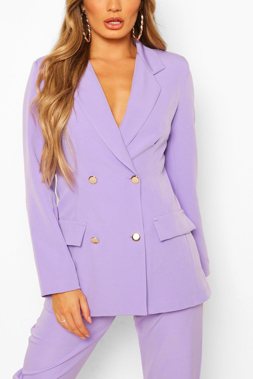 Lilac Double Breasted Military Blazer