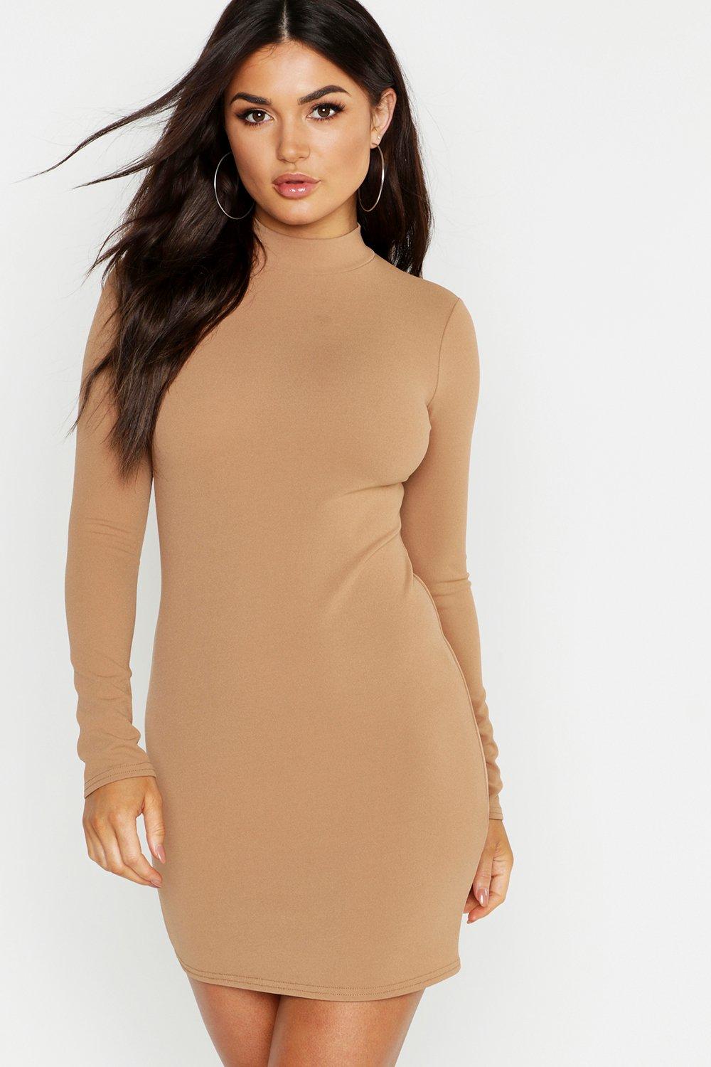 boohoo long sleeve bodycon dress