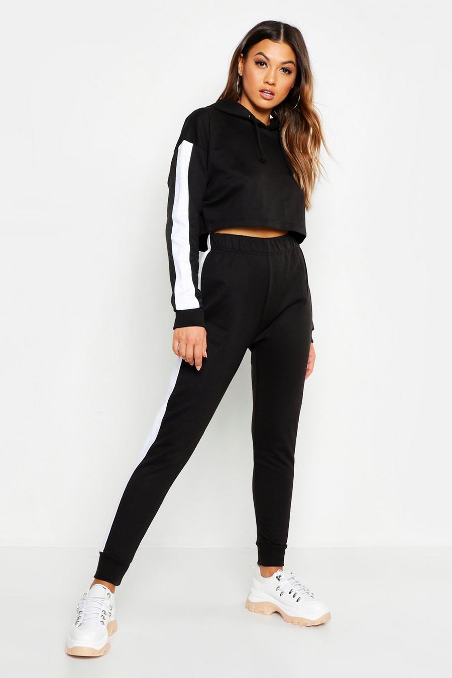 Side Stripe Cropped Hoody And Jogger Set image number 1