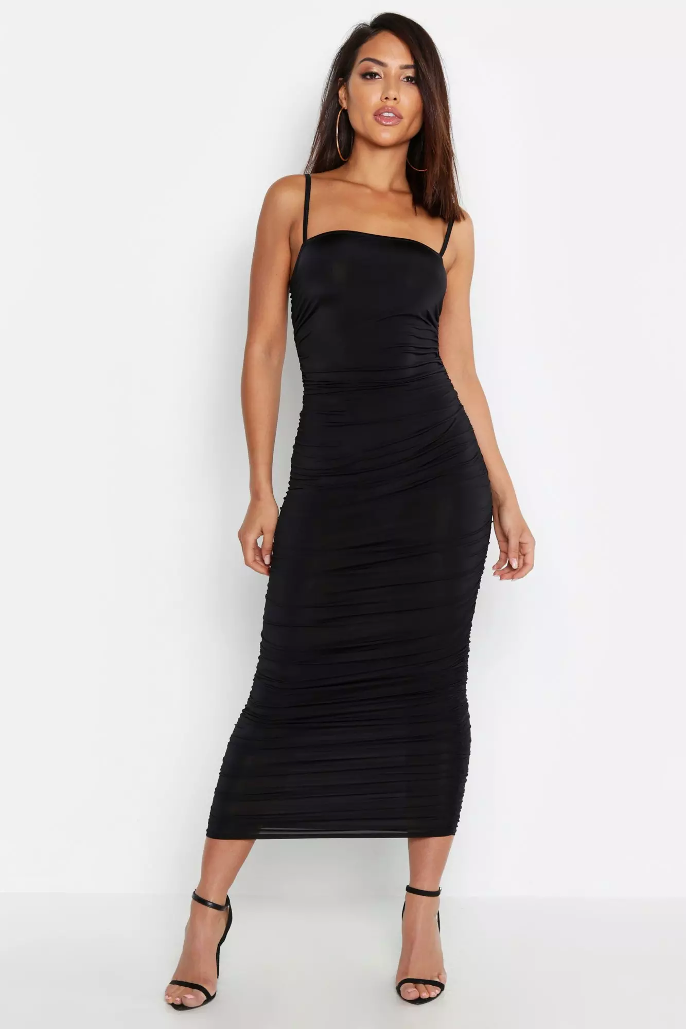 Strappy square neck ruched midaxi dress sales