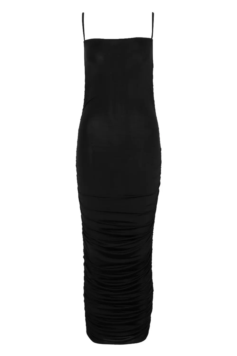 Strappy square neck 2025 ruched midaxi dress