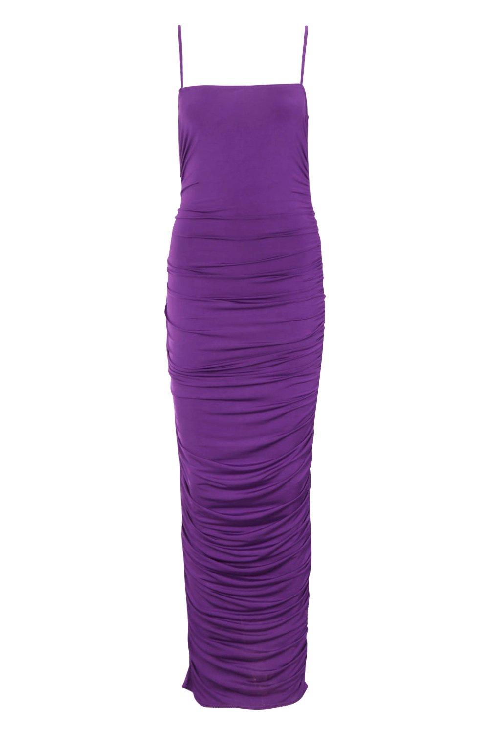 Strappy square neck 2025 ruched midaxi dress