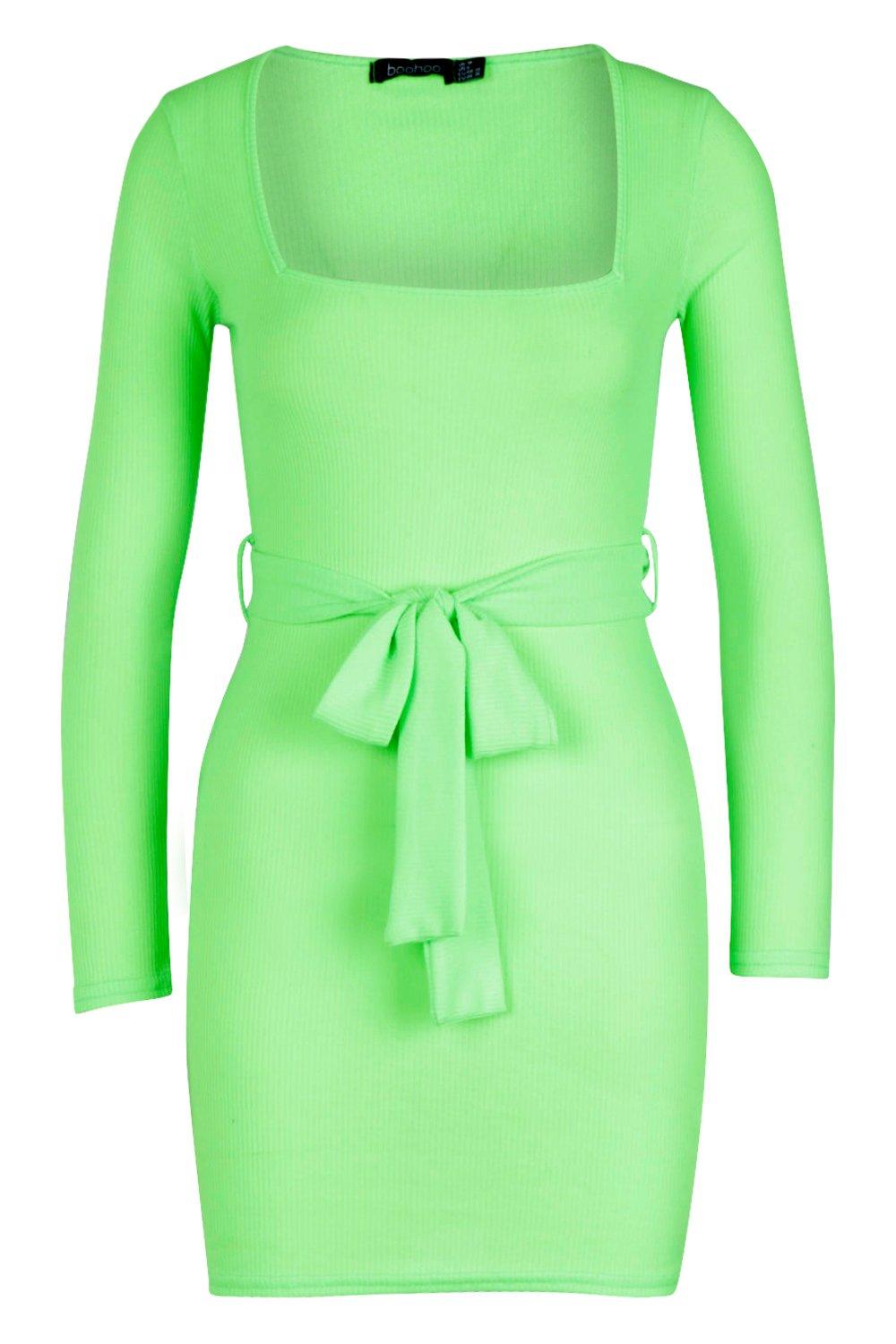boohoo neon green dress