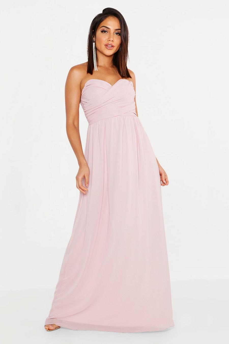 Robe Maxi bandeau en mousseline de soie, Blush image number 1