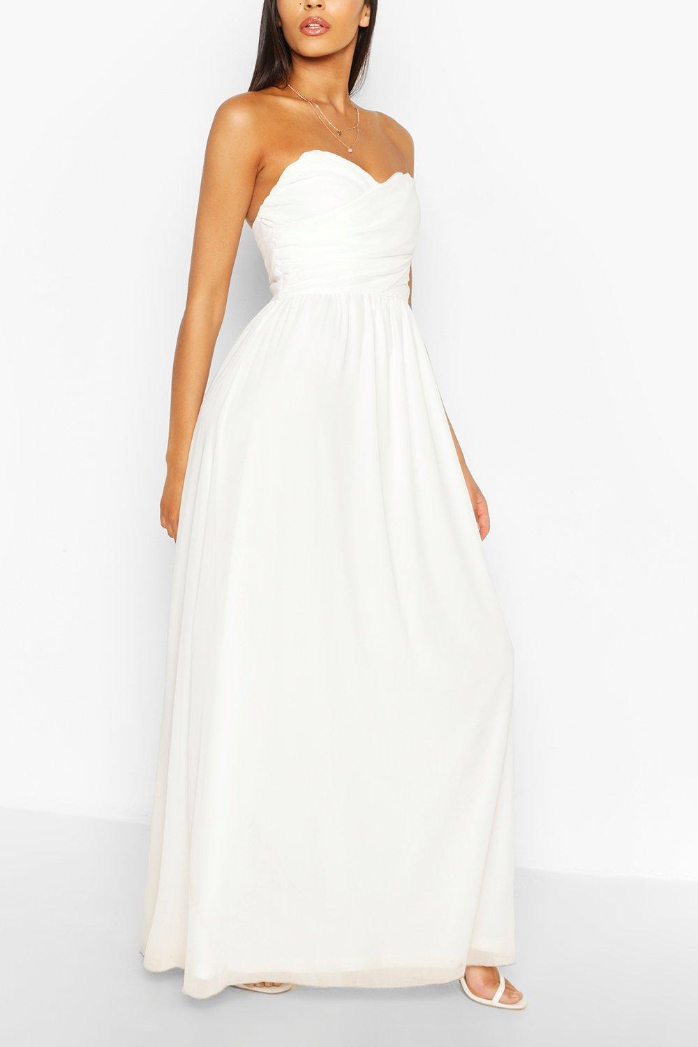 chiffon bandeau maxi dress