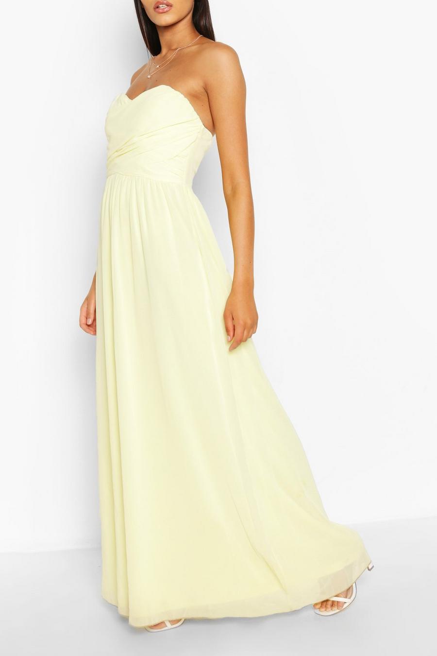 Yellow Chiffon Bandeau Maxi Bridesmaid Dress image number 1