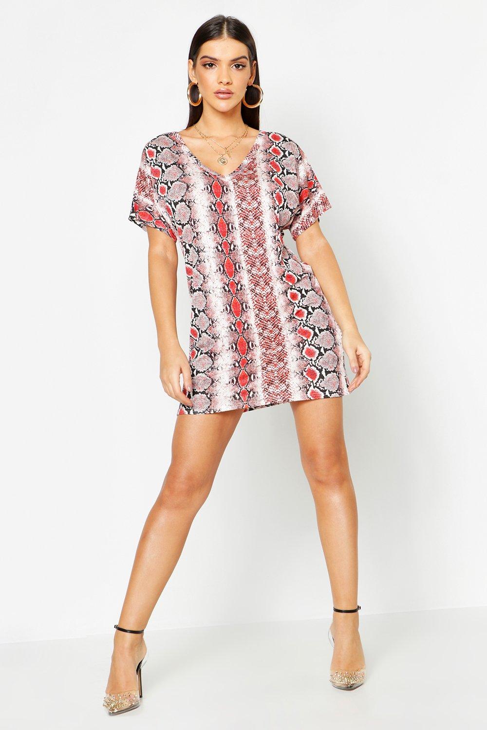 snake print shirt dress boohoo