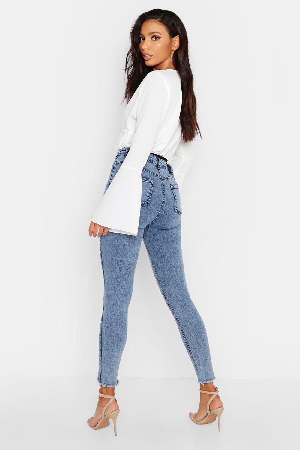 High waisted acid wash skinny sale jeans