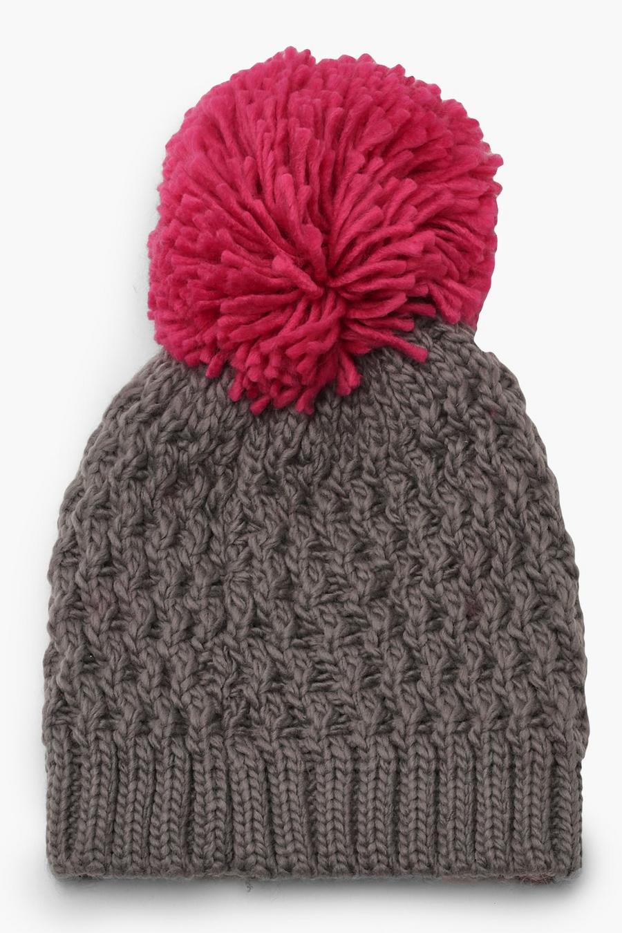 Contrast Over Sized Pom Beanie image number 1