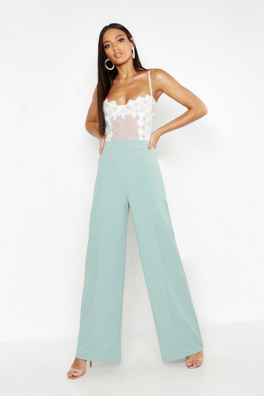 Sage High Waisted Seam Front Wide Leg Pants image number 1