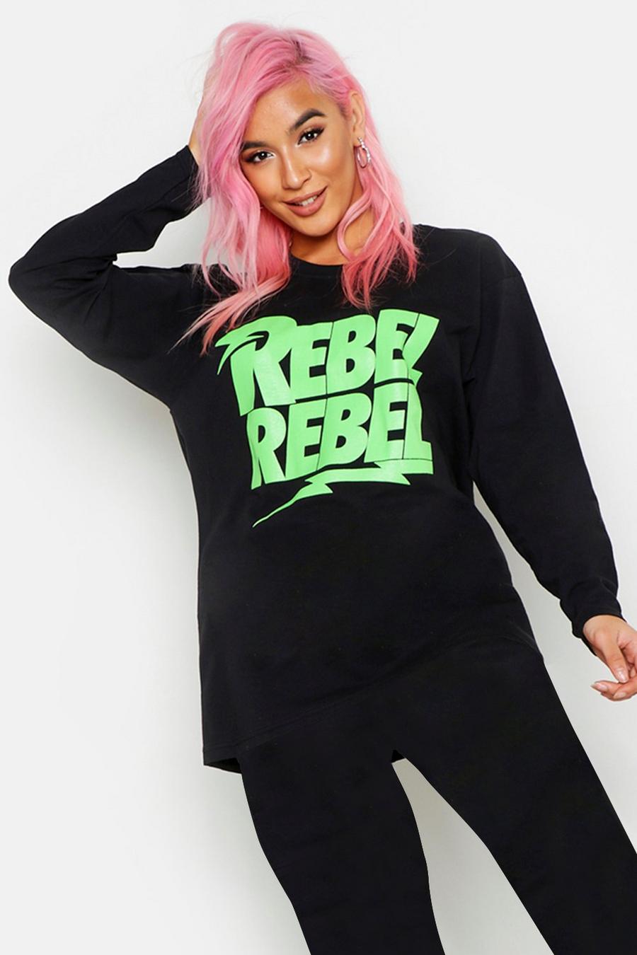 Langärmeliges lizenziertes Rebel-Rebel-T-Shirt in Neonfarben image number 1