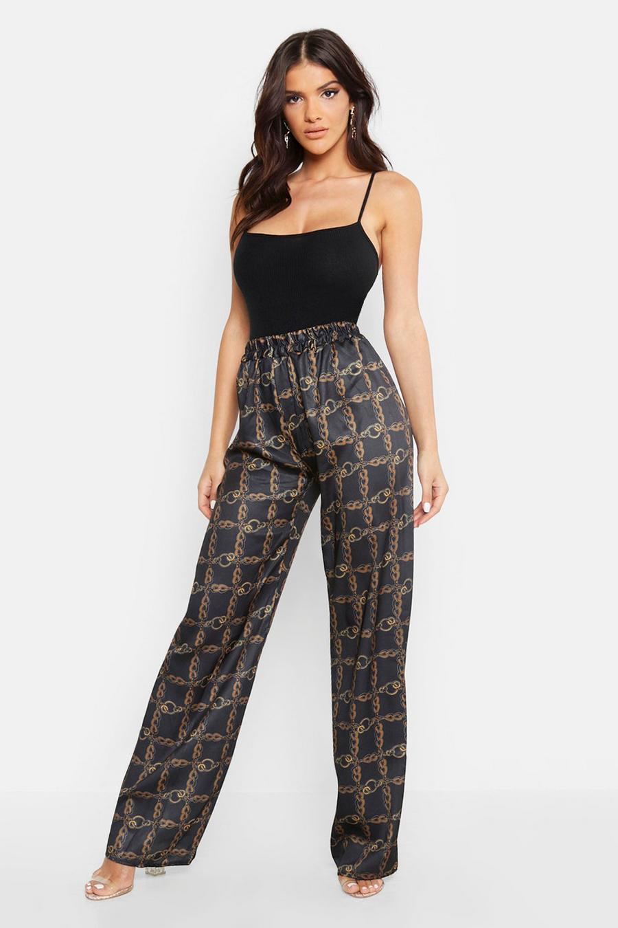 Satin Chain Print Wide Leg Trouser image number 1