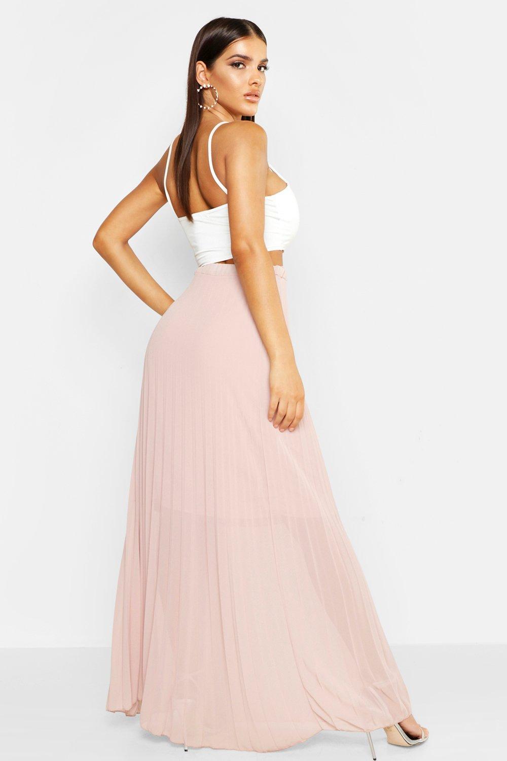 Pleated maxi skirt on sale boohoo