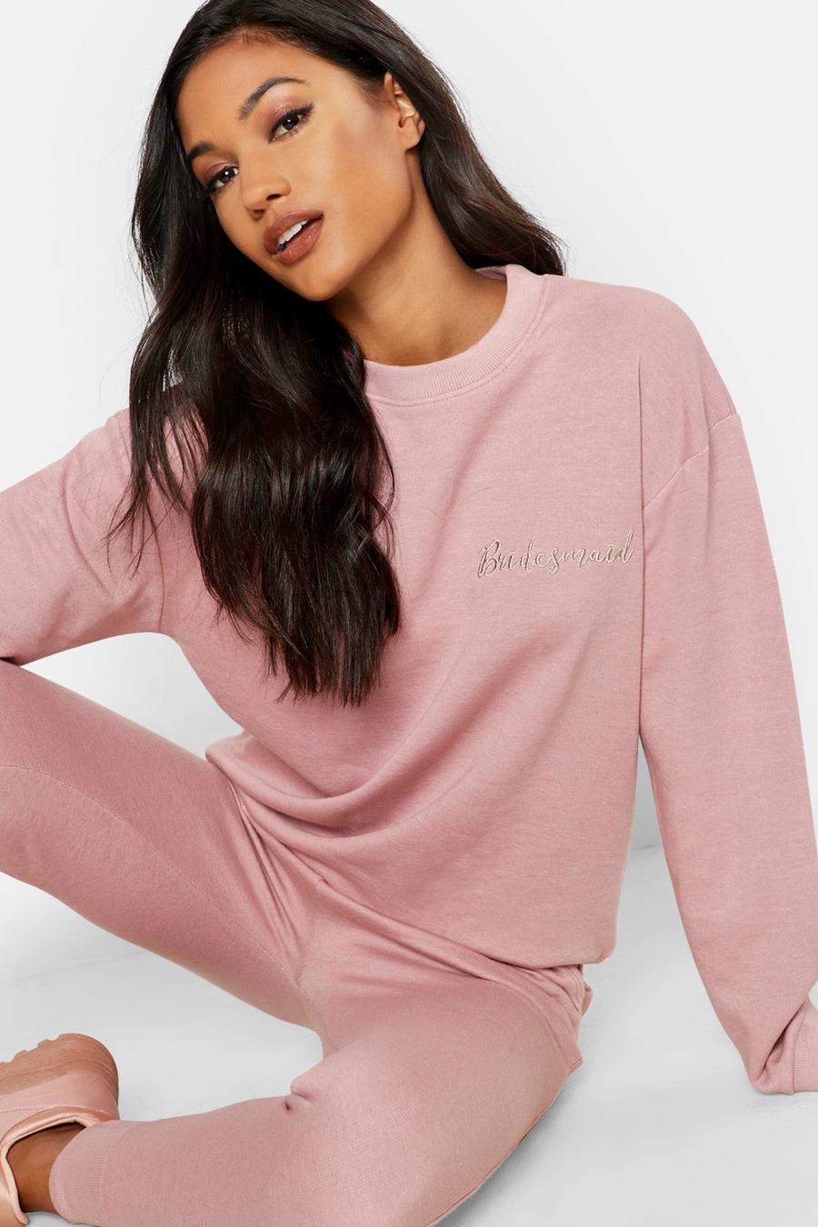 Blush pink Bridesmaid Embroidered Sweater