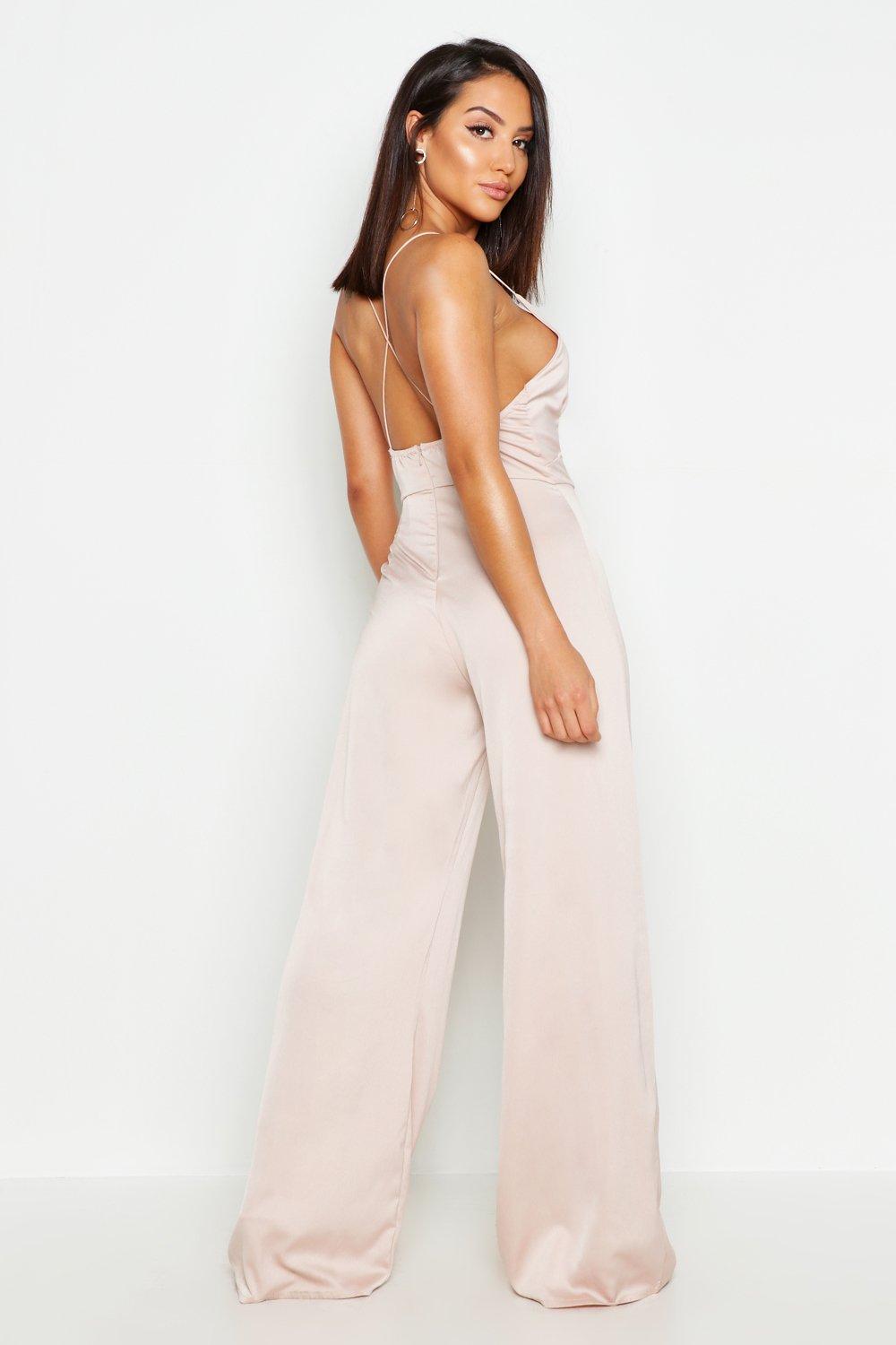 satin plunge jumpsuit