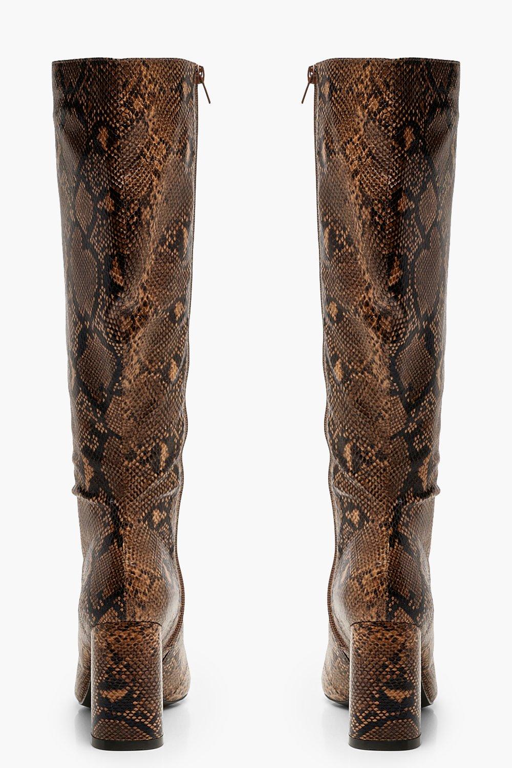 snake print over the knee boots