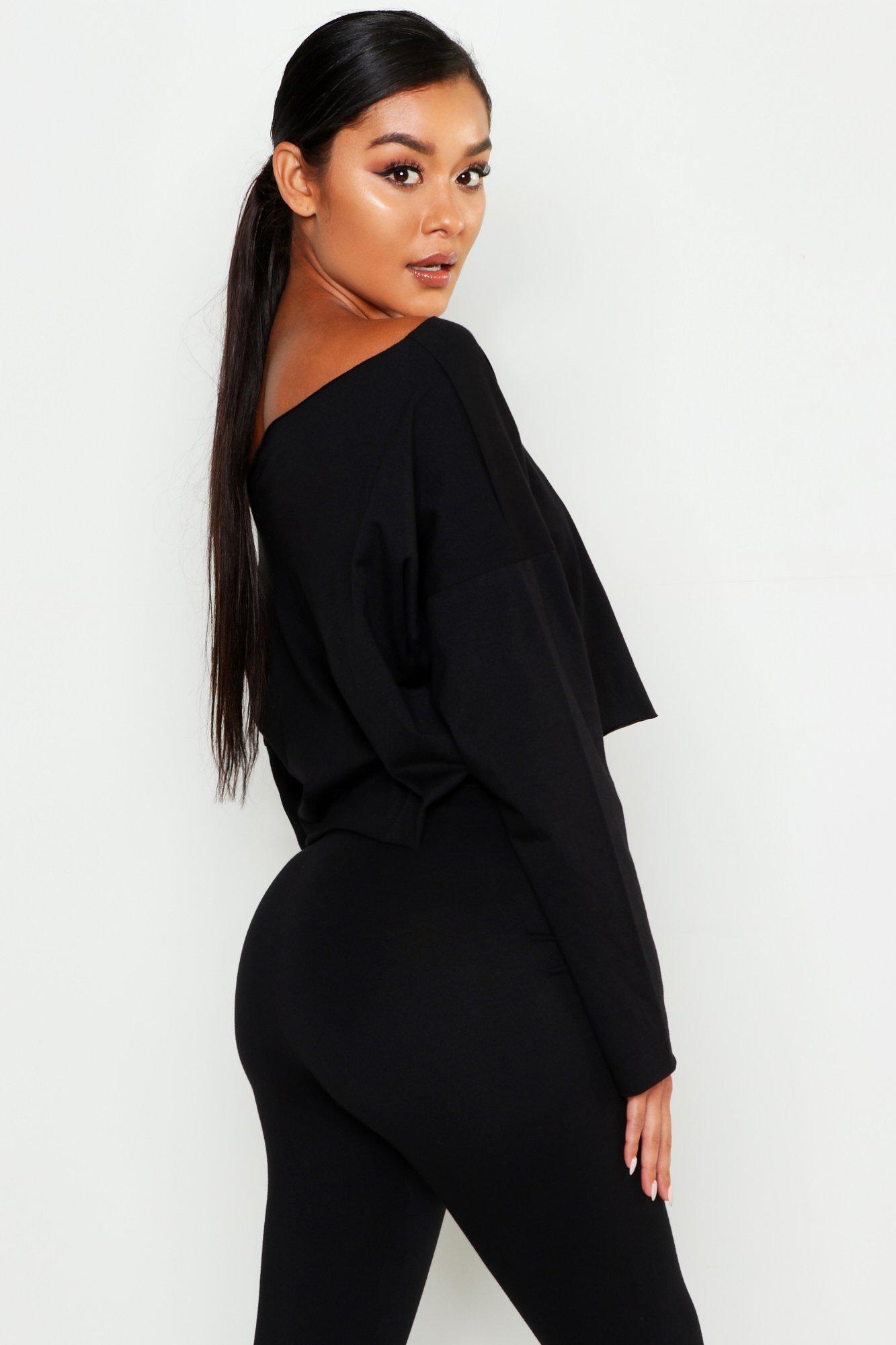 Black off the outlet shoulder crop jumper