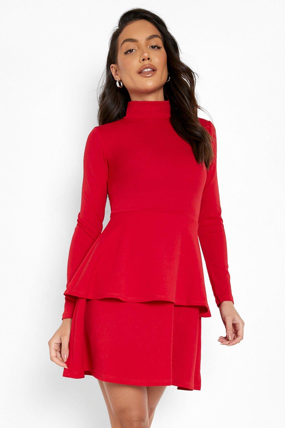 boohoo long sleeve skater dress